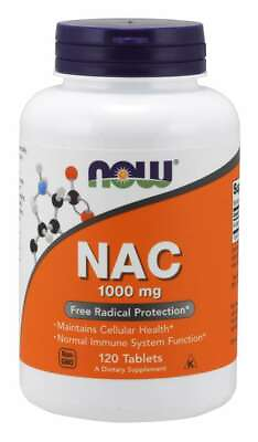 #ad NOW Foods N Acetyl Cysteine NAC 1000mg 120 Tabs Immune System Function 10 24EX $19.98