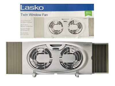 #ad Lasko W07350 Twin Window Fan 10.15quot; H X 7quot; D 2 Speed White $33.60