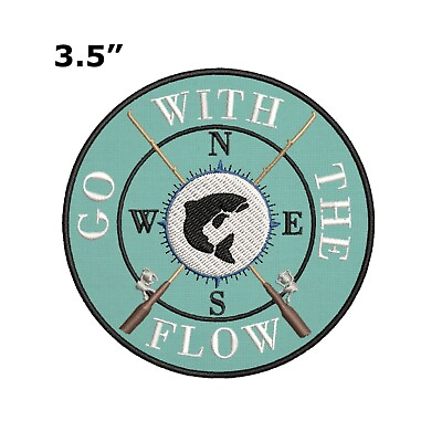 #ad Fishing Rods Compass Embroidered Patch Iron Sew On Decorative Gear Applique $4.40