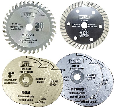 #ad 3 in Wood Metal Tile Cutting Blade For Milwaukee Dewalt Cut Off Saw 3 8quot; arbor $26.95