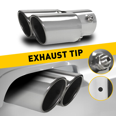 #ad Dual Exhaust Pipe Tail Throat Muffler Tip Chrome Car Stainless Steel 1.4quot; 2.5quot; $17.99