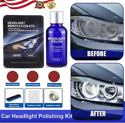 #ad New Headlight Restoration Kit Car Lens Lamp Cleaner Sanding Repair Tool $7.99
