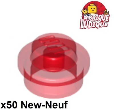 #ad Lego 50x Plate Round 1x1 Straight Side rouge transparent trans red 4073 NEUF EUR 4.45