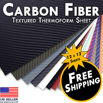 #ad HOLSTEX® Sheet Carbon Fiber Texture 12in x 12in Multiple Thicknesses $13.96
