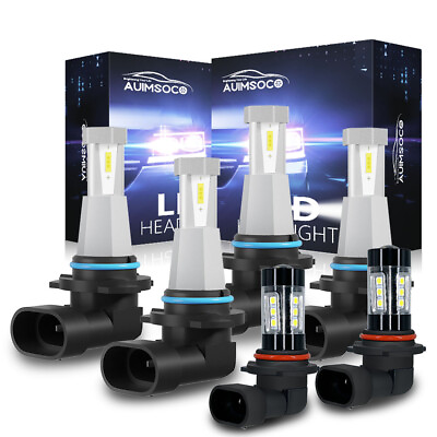 #ad bright white LED Headlights 90059006 HI LO beam9006 Fog light 6Pcs combo kits $44.99