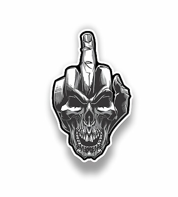 #ad Middle Finger Black Car Vehicle Window Motorcycle Windshield Sticker Skull Decal $3.99