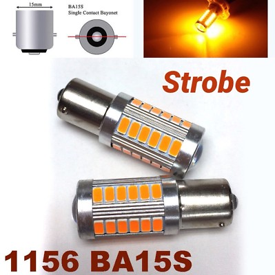 #ad Strobe 1156 BA15S 7506 3497 P21W 33 SMD LED Amber Front Signal M1 MAR $18.99