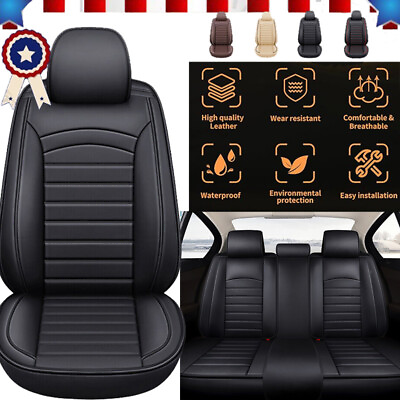 #ad For Pontiac PU Leather Car Seat Covers Cushions Full Set 2pcs Front Rear Decor $140.90