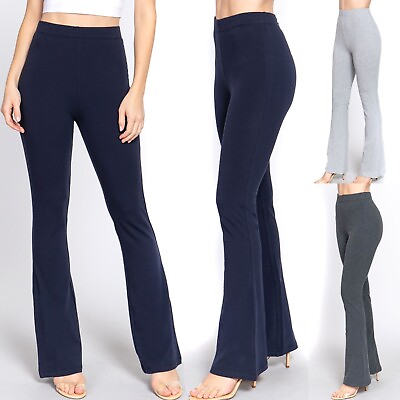 #ad Cotton Slim Fit Flare Leg Leggings Women#x27;s Yoga Pants Elastic Waist Stretch $12.99