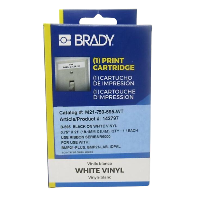 #ad Brady Original White Label Tape Cartridge Vinyl 3 4quot; x 21#x27; for BMP21 Plus Lab $22.97