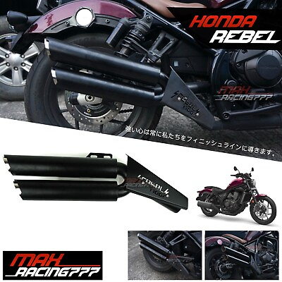 #ad DOUBLE EXHAUST MUFFLE PIPE KIT BLACK FIT FOR HONDA REBEL CMX 1100 2021 22 $263.95