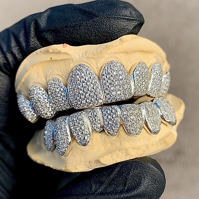 #ad Custom Silver CZ Grillz 16 Teeth Perm Cut Limited Time Sale Ends Soon $750.00