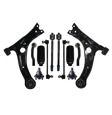 #ad 12 Pc Suspension Kit for Toyota Corolla 03 08 Lower Control Arms Tie Rod Ends $132.41