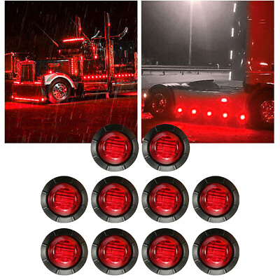 #ad 10X Trailer Lorry Van Bus Caravan 12V Truck Side Marker Light Dynamic LED RED UK GBP 11.49