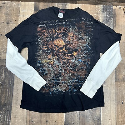 #ad 2008 Miami Ink Long Sleeve Thermal Size Medium 90s 2000s Y2K Grunge $16.99