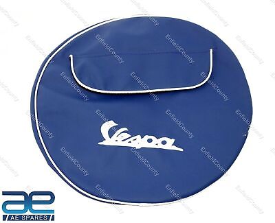 #ad Vespa Blue Color 10quot; Inch Spare Stepney Wheel Cover With Pocket ECs $21.24