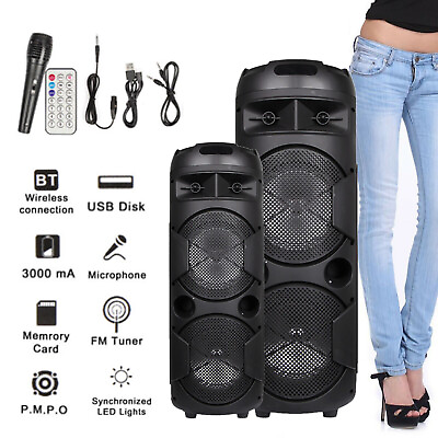 #ad 5000W Portable Bluetooth Speaker Sub woofer Heavy Bass Sound System Party Mic $55.99