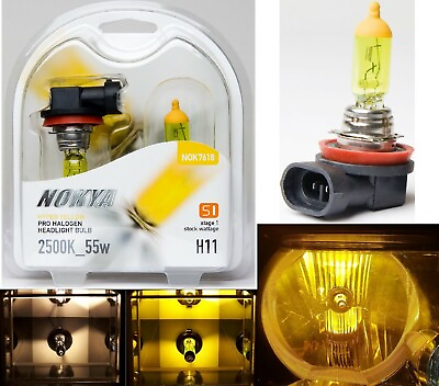 #ad Nokya 2500K Yellow H11 Nok7618 55W Two Bulbs Headlight High Beam Replacement Fit $23.75