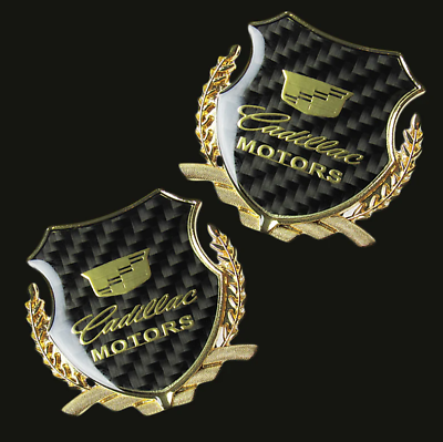 Car Hood Rear Emblem Badge Bonnet Trunk Decal Sticker Carbon Gold For Cadillac $48.99