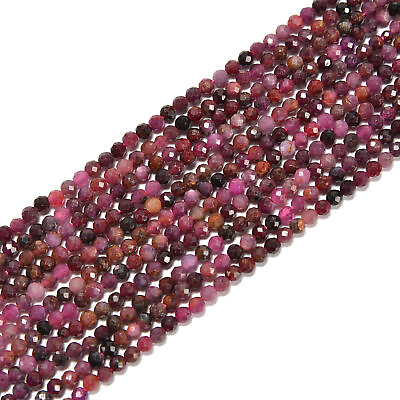 #ad Genuine Ruby Faceted Round Beads Size 2mm 3mm 4mm 15.5#x27;#x27; Strand $10.99