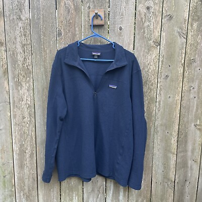 #ad Patagonia Mens Fleece Size XL 1 4 Zip Lightweight Pullover Sweater Navy Blue $23.49