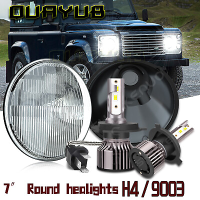 #ad For Land Rover Defender 90 110 Pair 7quot; inch Round LED Headlights DRL Hi Lo Beam $116.46