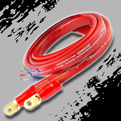 0 Gauge 10 ft RED Power OFC Wire Strand Copper FLAT Marine Cable 1 0 AWG $55.95