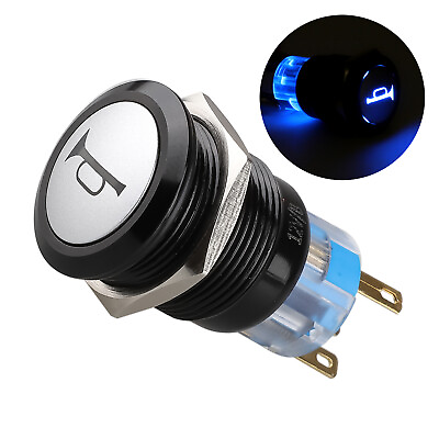 #ad USA 12V 19mm Momentary LED Marine Car Stainless Horn Push Button Light Switch $6.96