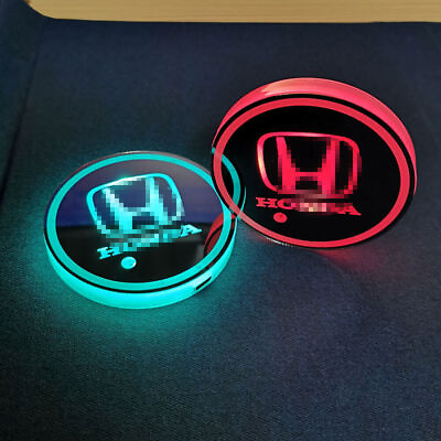 #ad 2x 7 Colors LED Lights Car Cup Holder Mat Cup Pad Drinks Coaster Car Accessories $14.20