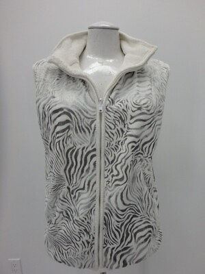 #ad REVERSIBLE Sheared Beaver Faux Fur VEST Jacket XL Black amp; White Women#x27;s 36267 $40.00