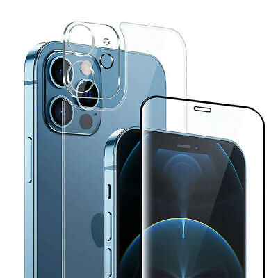 #ad New Tempered Glass Front Back Camera Protector HD For iPhone 15 14 13 12 Pro Max $4.99