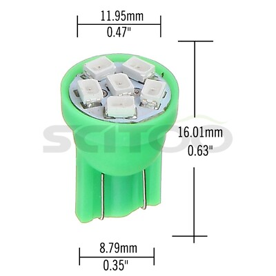 #ad 50X T10 6 3020 SMD Green LED Bulbs Instrument Panel Light For Land Rover Mini $12.99