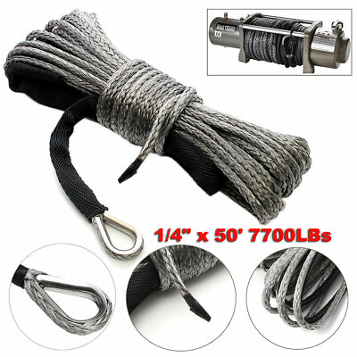 #ad 1 4quot; 50ft Synthetic Winch Rope 10000lbs Recovery Cable Winch Line Vehicle AE $14.95