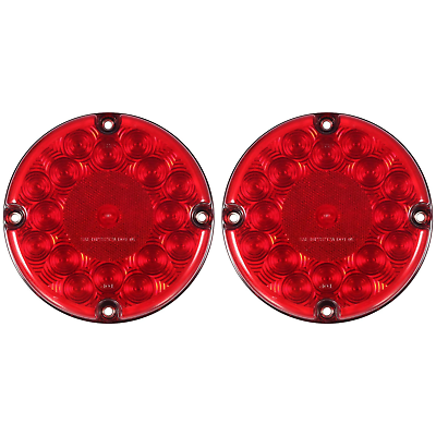 #ad 2x 7quot; Round Red Amber LED Tail Lights 17 LED 4 Hole Surface Mount Transit Bus $34.50