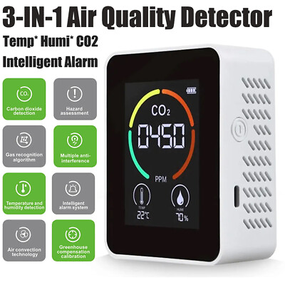 #ad #ad Co2 Detector Air Quality Monitor Indoor Carbon Dioxide Meter Intelligent Alarm $15.99