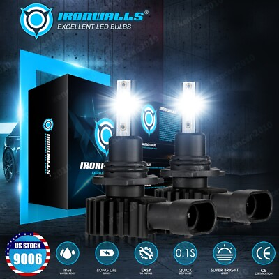 #ad IRONWALLS HB4 9006 LED Headlight Bulbs Kit Low Beam White Super Bright 6500K 2x $22.99