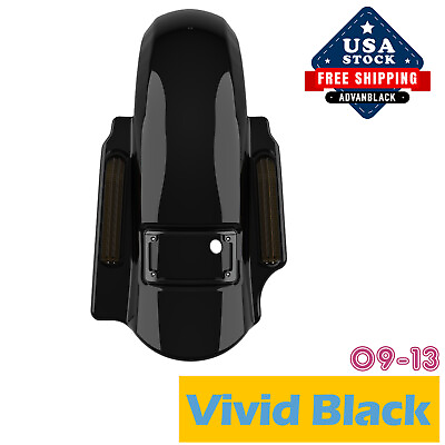 #ad Vivid Black Dominator Stretched Rear Fender Single Cutout Fits 09 13 Harley $834.00