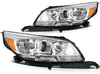 #ad Pair Headlights Assembly For 2013 2015 Chevy Malibu Chrome Projector Headlamps $135.99