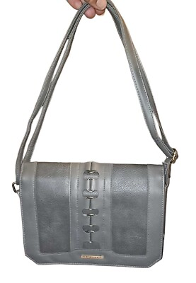 #ad Rampage Gray Leather Crossbody Bag Purse With Adjustable Strap $19.95