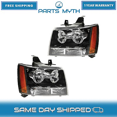 #ad New Headlights Headlamps Pair For 2007 2014 Chevy Suburban Tahoe Avalanche $143.47