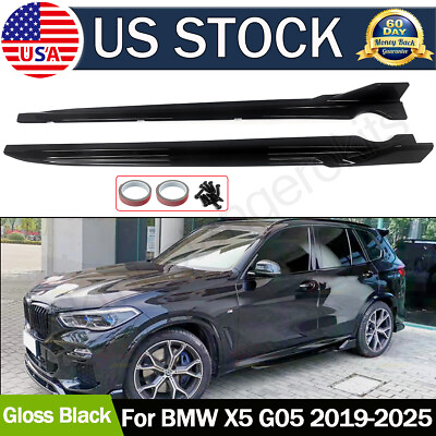 #ad 2x Fits BMW G05 X5 M Sport 2019 2025 Gloss Black Body Side Skirts Lip Extensions $170.86