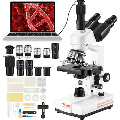 #ad VEVOR Compound Trinocular Microscope 40X 5000X Two Layer Mechanical Stage $193.09