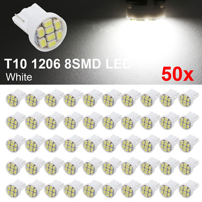 #ad 50x Super Bright White T10 Wedge 8SMD LED Interior Light Bulbs 194 168 2825 W5W $11.35