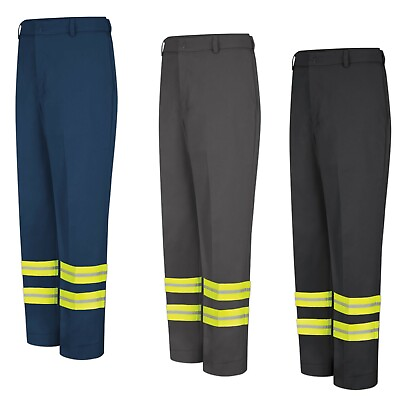#ad Red Kap Reflective Pants Enhanced Visibility Safety Towing Hi Vis Work Uniform $30.98