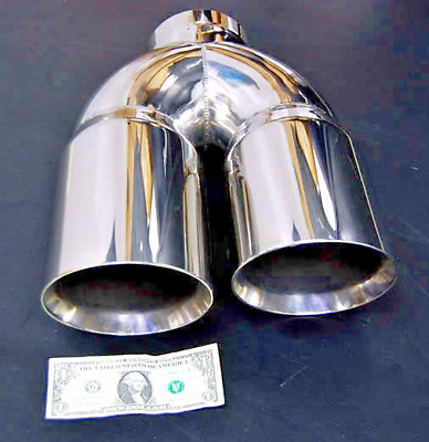 #ad 4quot; DUAL 6quot; DIESEL EXHAUST TIP 4.00quot; STAINLESS STEEL POLISHED CHROME MITER STACk $154.00