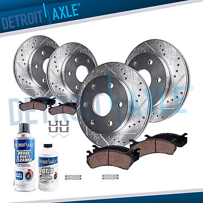 #ad Front and Rear DRILLED Disc Rotors Ceramic Brake Pads for Nissan Armada Titan $265.69