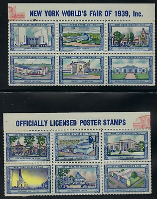 #ad US 1939 NY WORLD FAIR SET OF 50 POSTER STAMPS WITH GUM ALL NEVER HINGED $99.99