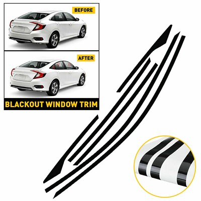 #ad Glossy Black Window Side Vinyl Cover Trim For Honda Civic 2016 2021 Hatchback $10.99
