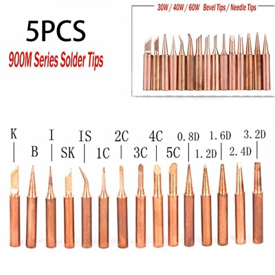 #ad New 5pcs 900M T Pure Copper Soldering Iron Tips Lead Free Welding Solder Tools $11.28