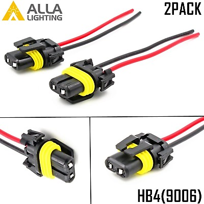 #ad Alla Lighting 9006 Socket Female Adapter Wiring Harness Pigtail Plug Connector $9.99